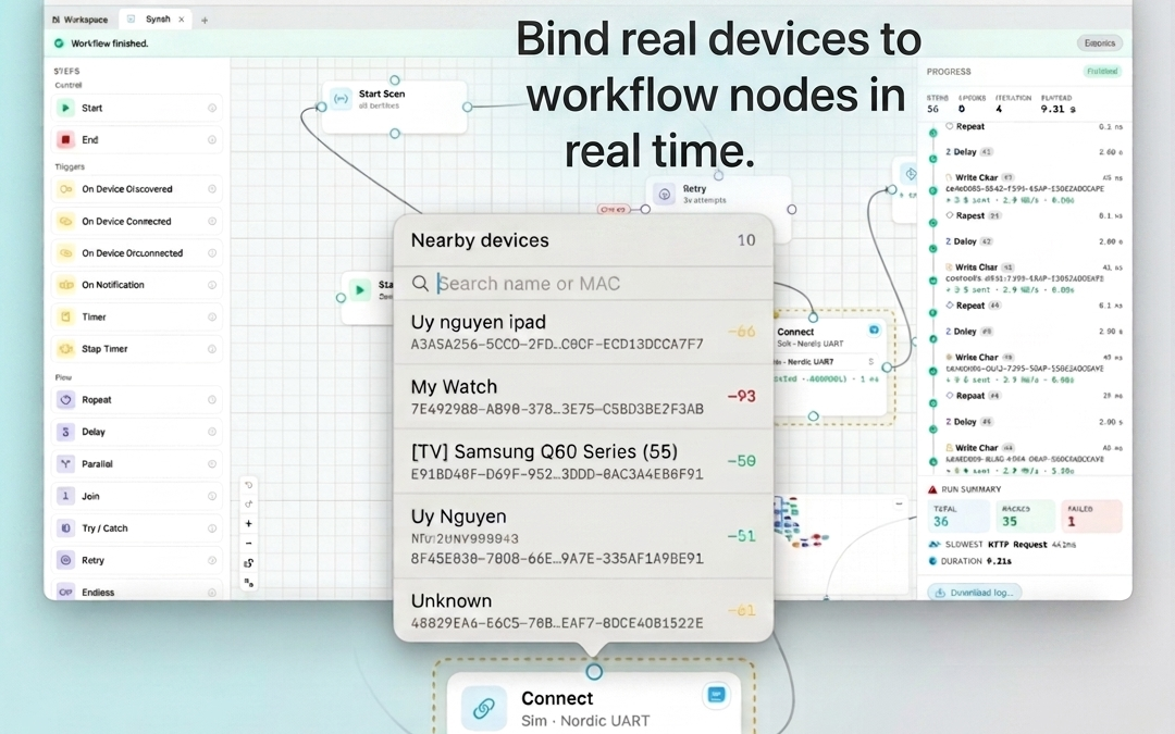 Bind real devices to workflow nodes